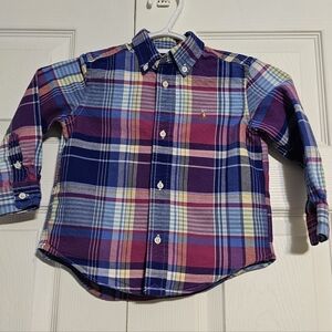 Ralph Lauren Toddler Boys Plaid Button Down Shirt - Size 3/3T